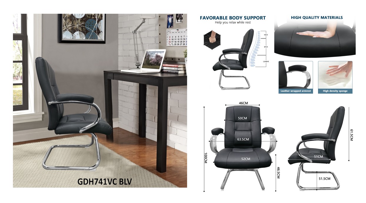 EXECUTIVE VISITOR CHAIR IN BLACK VINYL NASCO Office Furniture